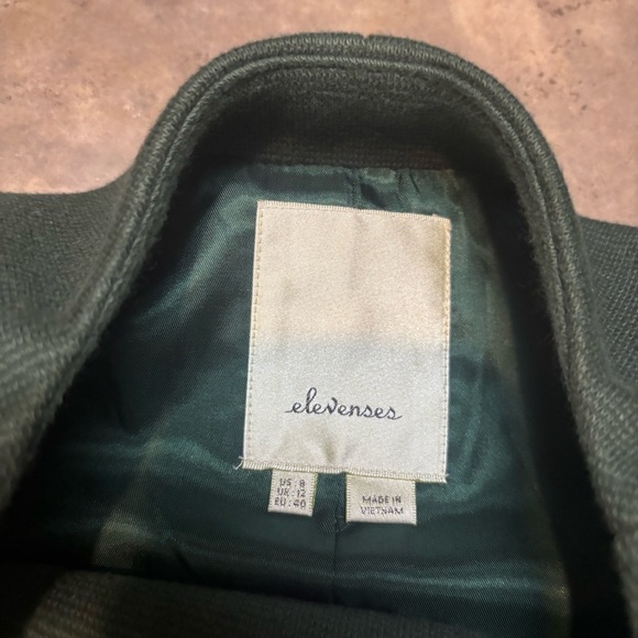 Anthropologie Elevenses Green Pink Tamarisk Lattice Coat Preppy Womens 8 - Picture 2 of 7